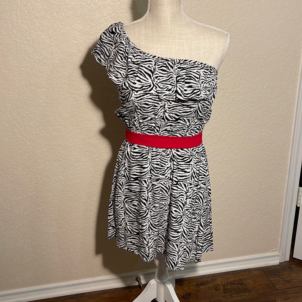 One shoulder zebra dress